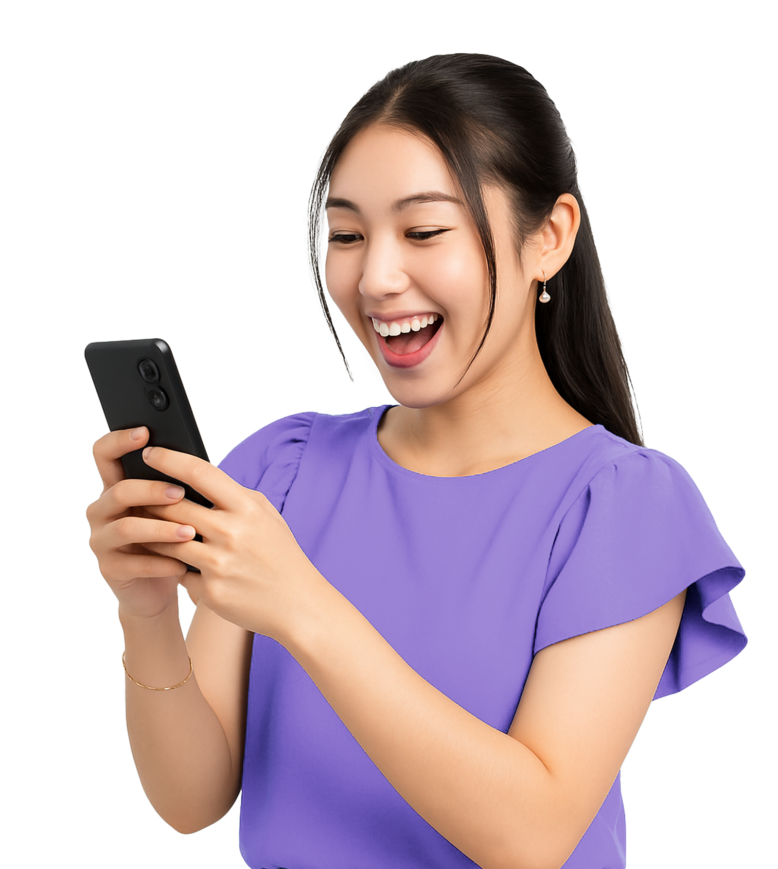 Young woman holding a phone